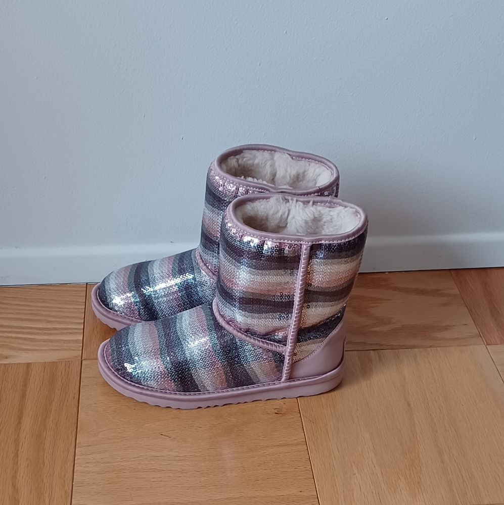 Ugg Pink & Gray Sequins Boots Size7 - image 5